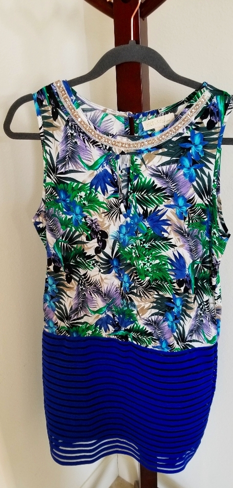 Blue floral sleeveless dress by Neslay